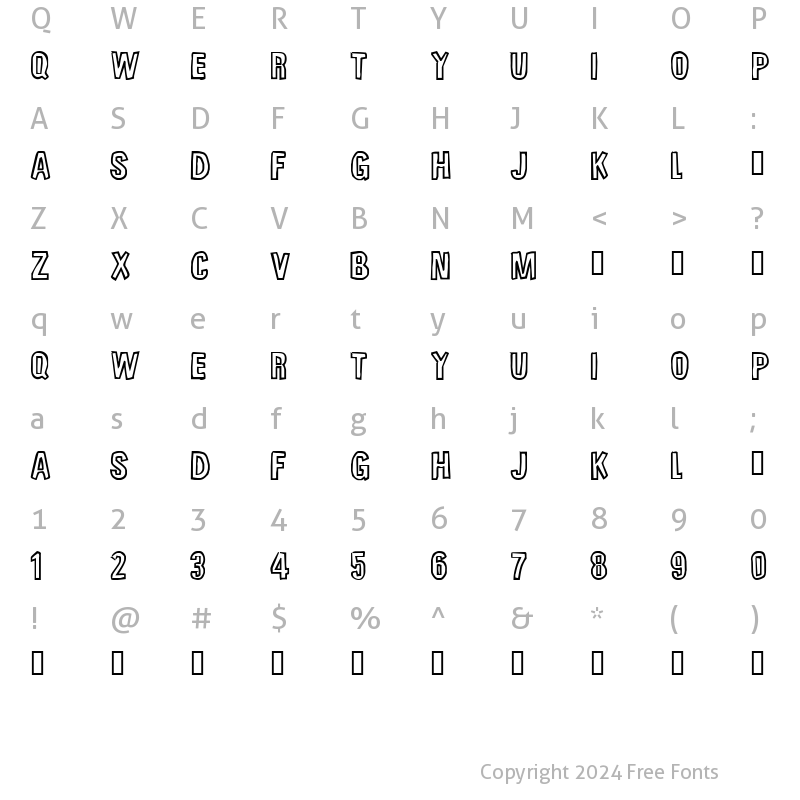 Character Map of Unfinished Sympahthy Regular