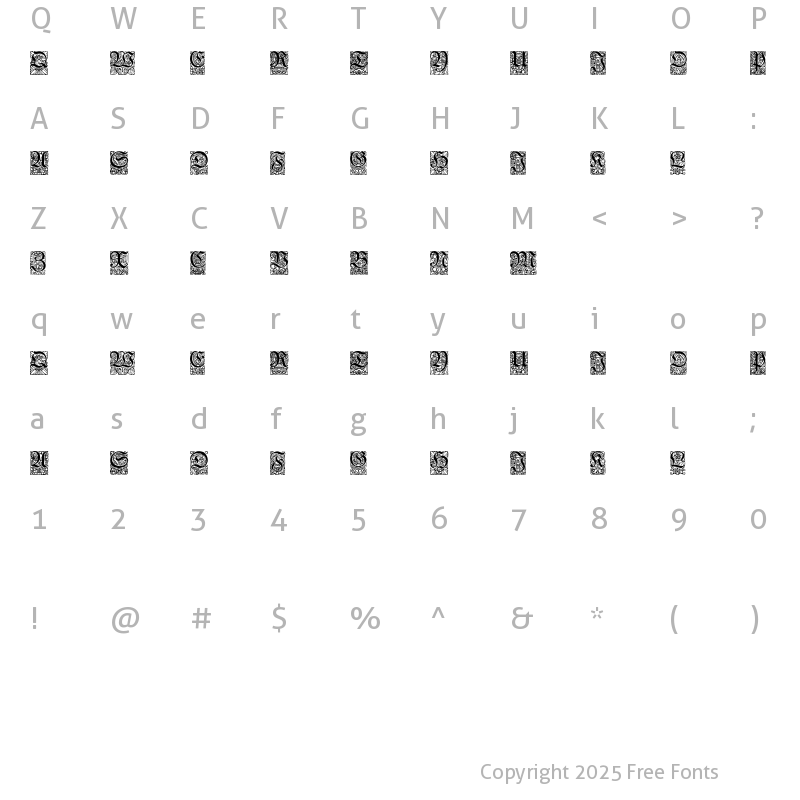 Character Map of Unger-Fraktur Zierbuchstaben Regular