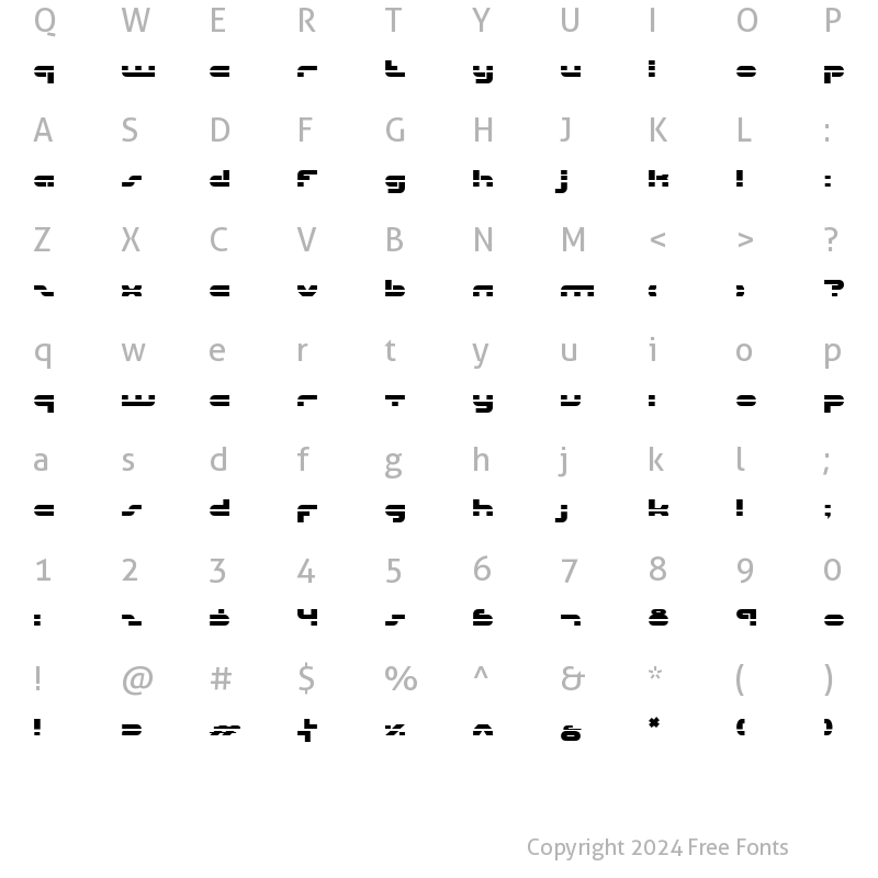 Character Map of uni-sol laser laser