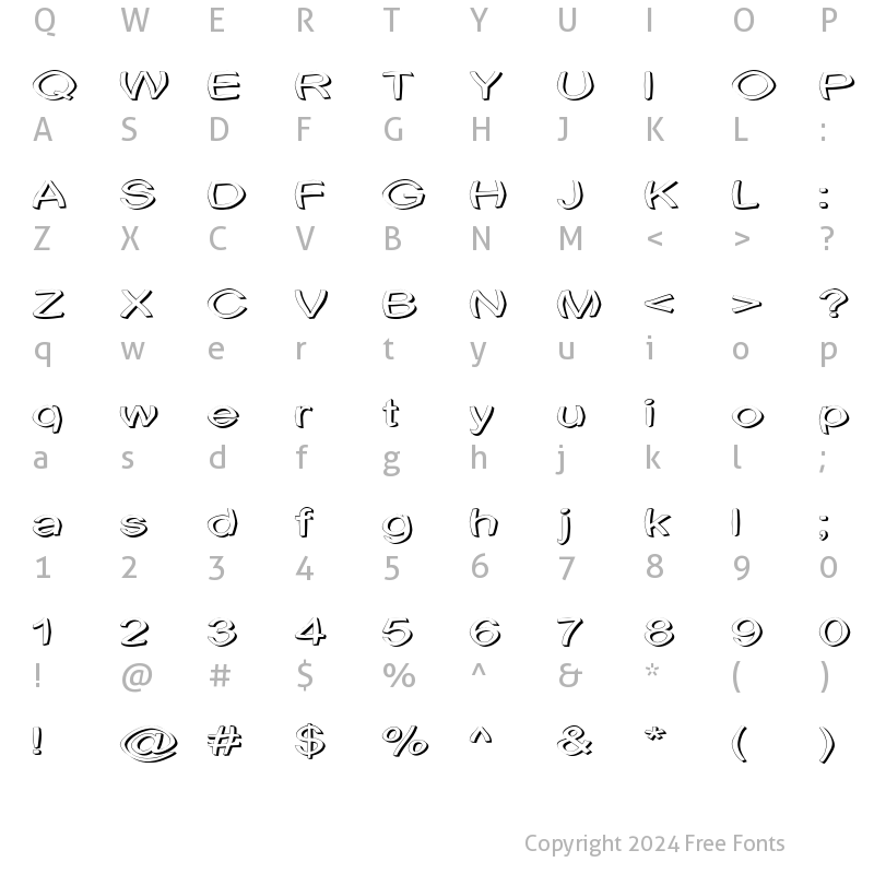 Character Map of Uni Tortred Regular