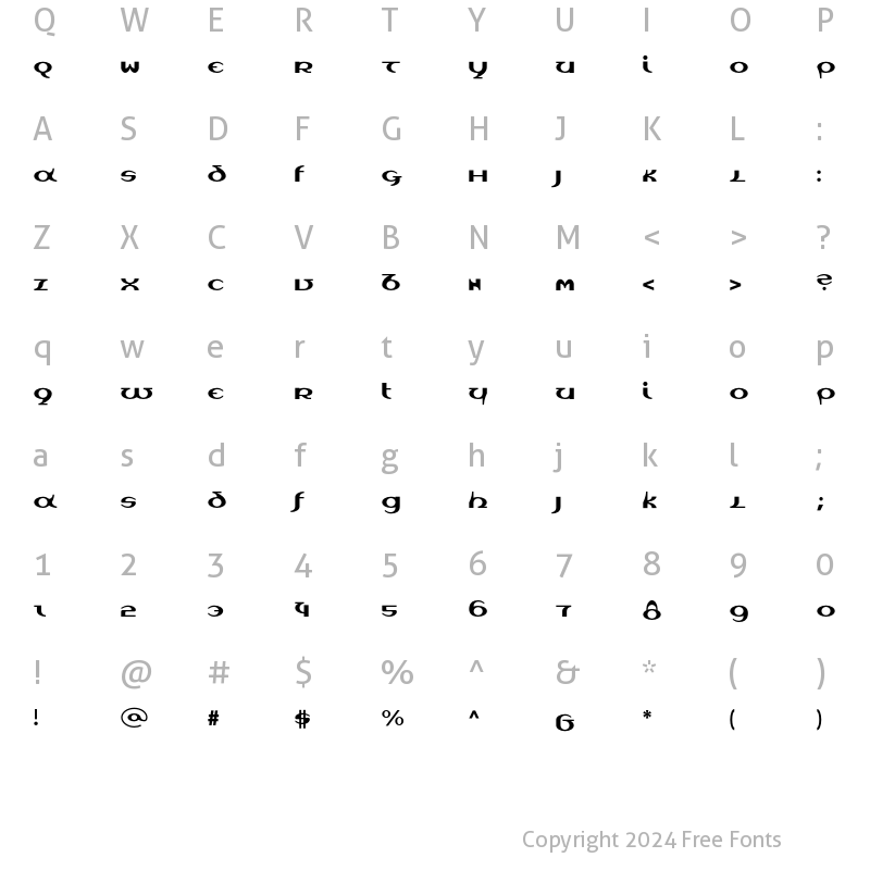 Character Map of Unica Regular