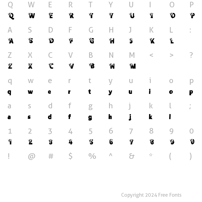 Character Map of Unicorn Kidi Font Regular