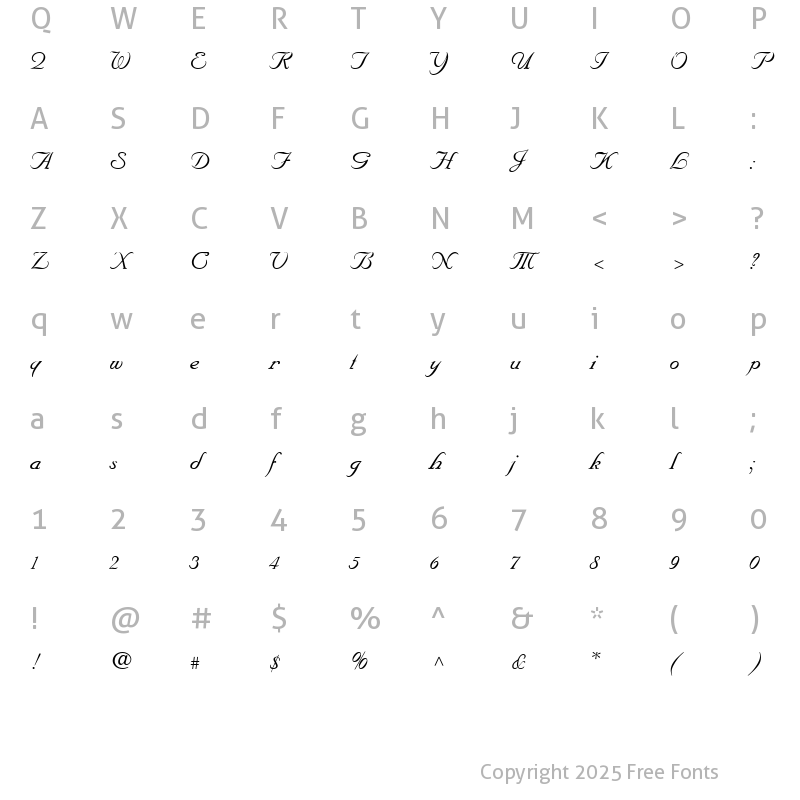 Character Map of Unicorn Script SSi Regular