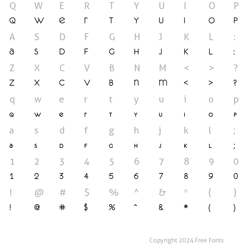 Character Map of unifur Regular