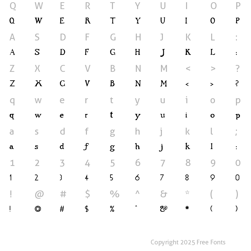 Character Map of Unikum Regular