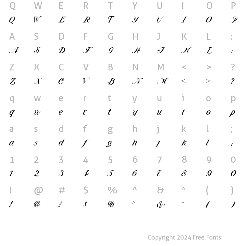 Character Map of Union Telegraph NF Regular