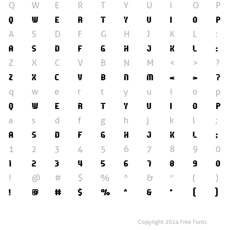 Character Map of Unione Force Stencil