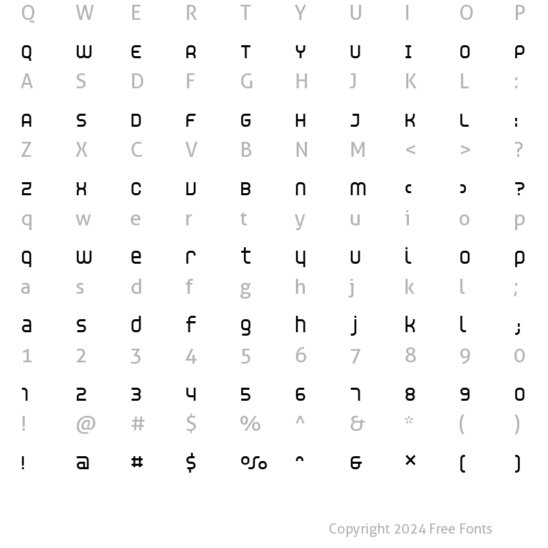 Character Map of Unisect Bold