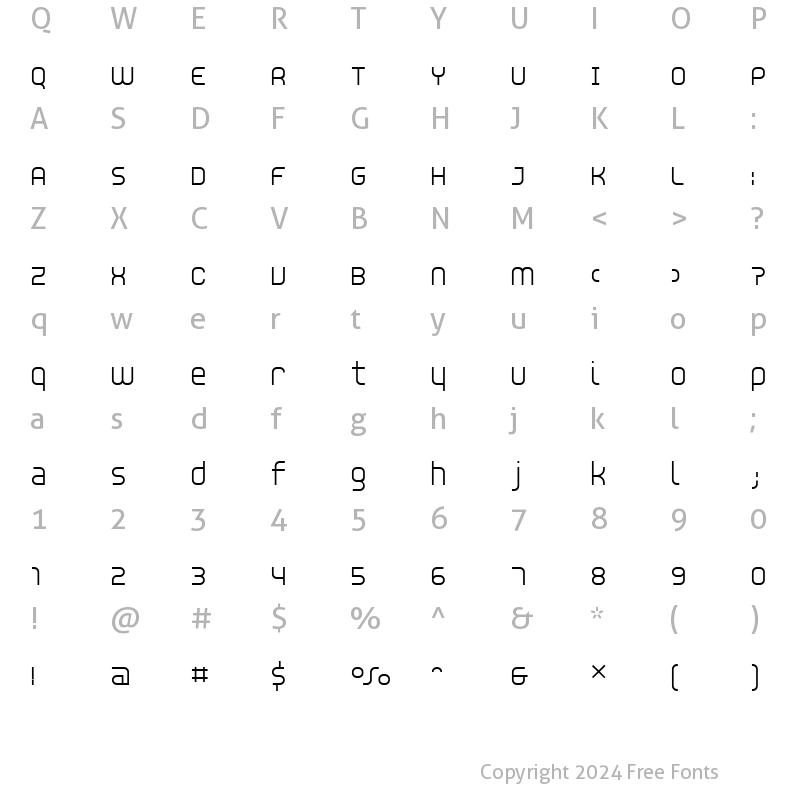 Character Map of Unisect Regular