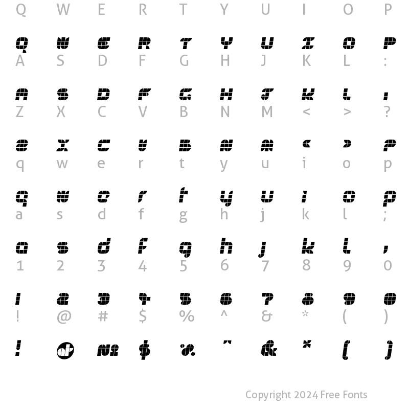 Character Map of Unit3 Italic