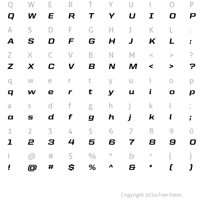 Character Map of United Italic SemiExt Heavy