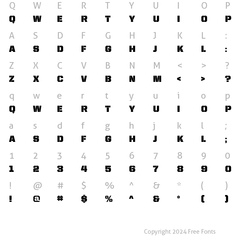 Character Map of United Sans Reg Stencil