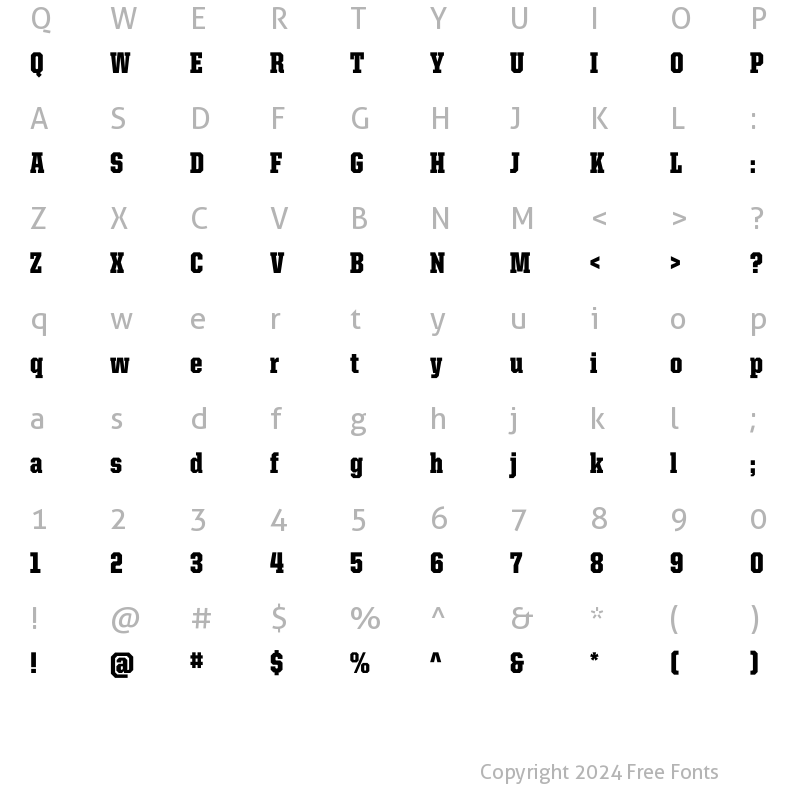 Character Map of United Serif Cond Black