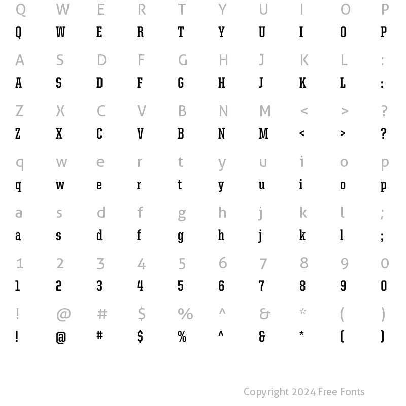 Character Map of United Serif Cond Bold