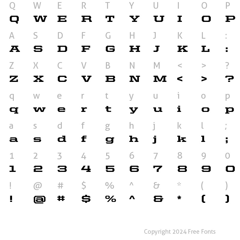 Character Map of United Serif Ext Heavy