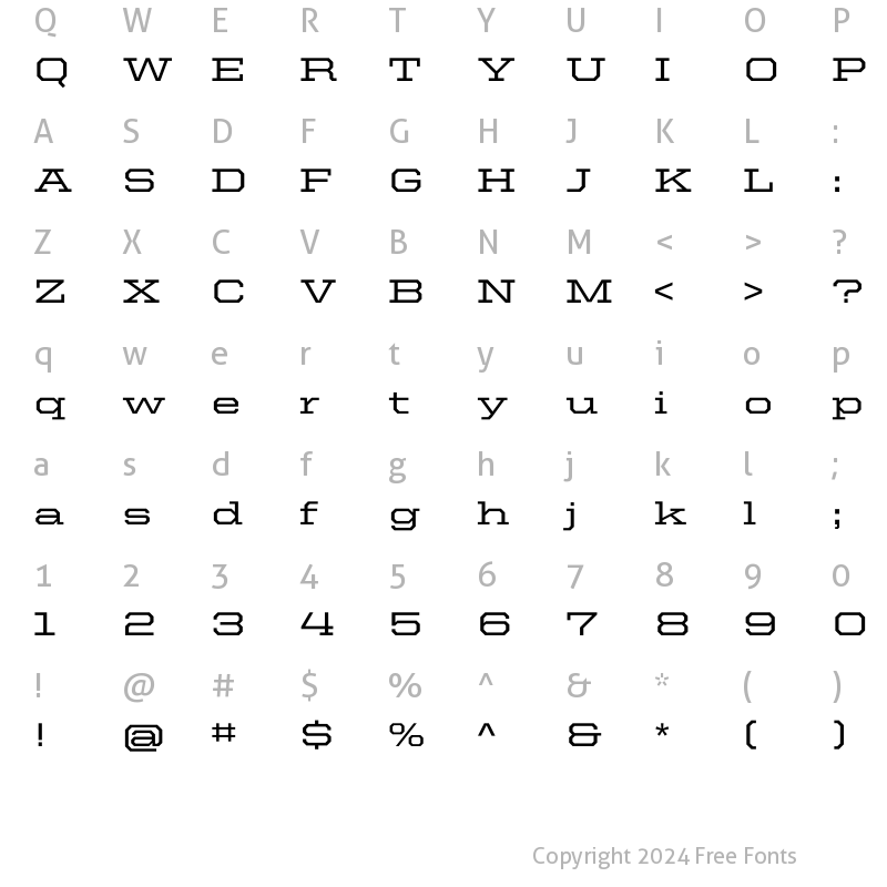 Character Map of United Serif Ext Medium