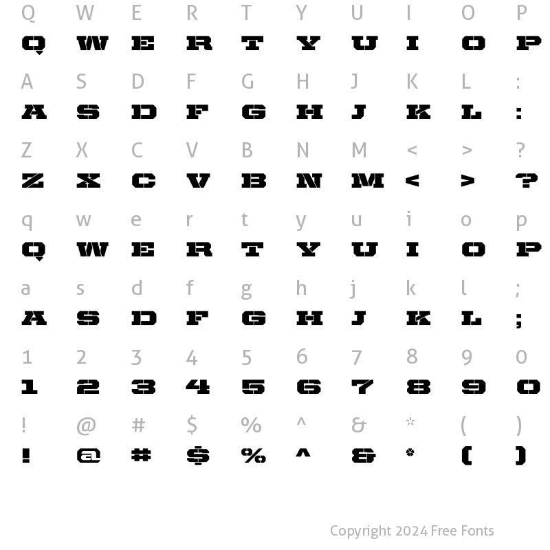 Character Map of United Serif Ext Stencil