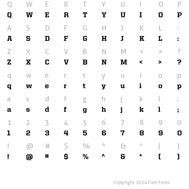 Character Map of United Serif Reg Heavy