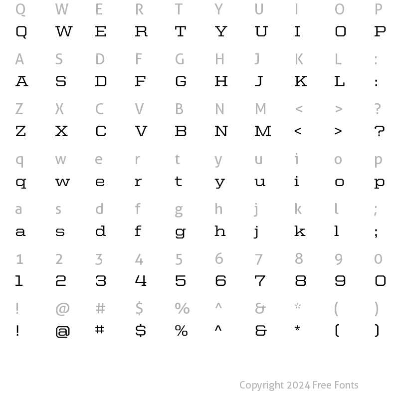 Character Map of United Serif SemiExt Medium