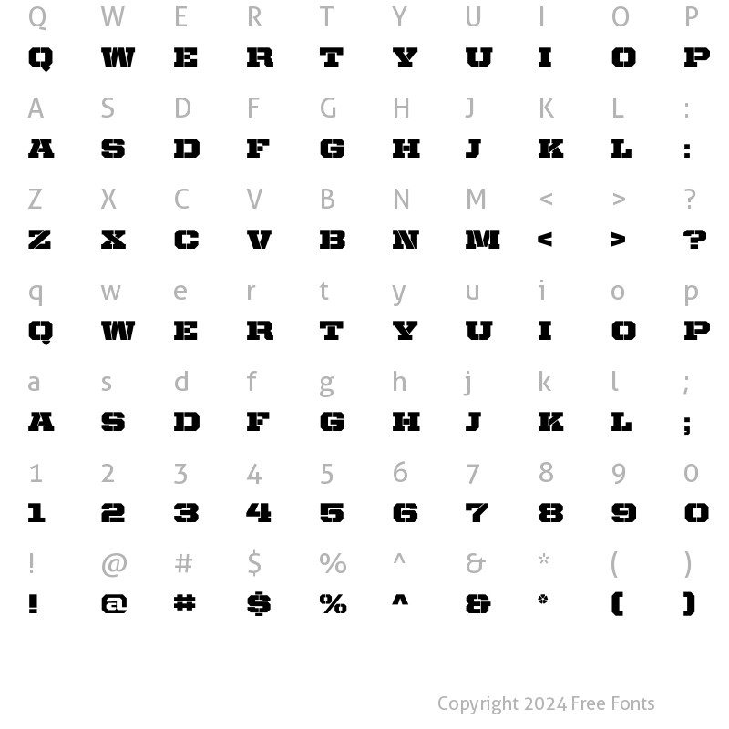 Character Map of United Serif SemiExt Stencil