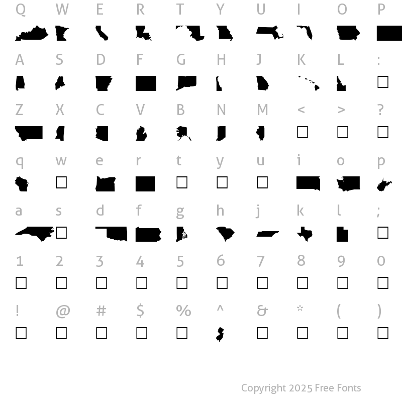 Character Map of United States of America