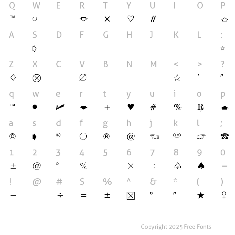 Character Map of Univ NewsCommPi Regular