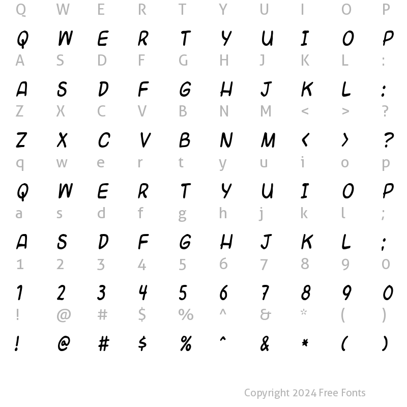 Character Map of Universal fruitcake Regular