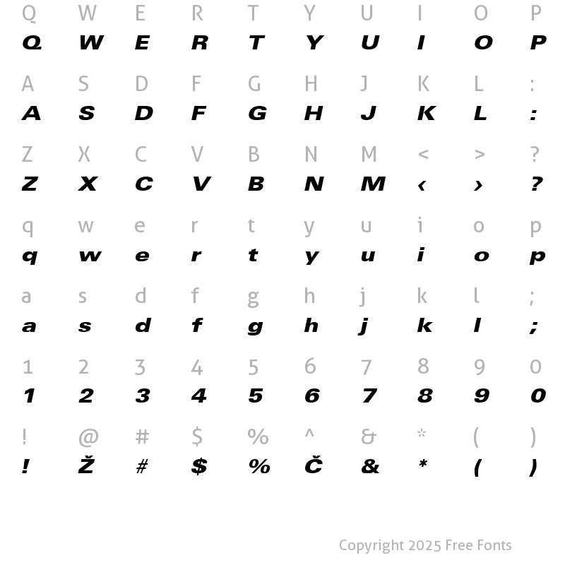 Character Map of Universans830_PP Bold
