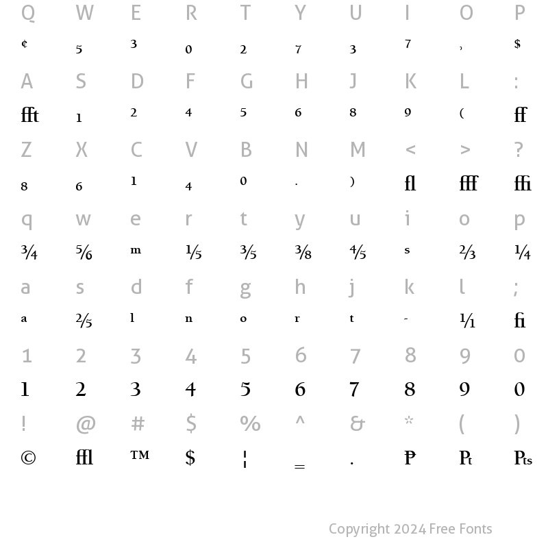 Character Map of UniversityOldExp Bold