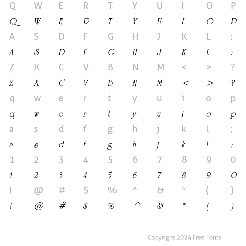 Character Map of UniversityOrnate BoldItalic