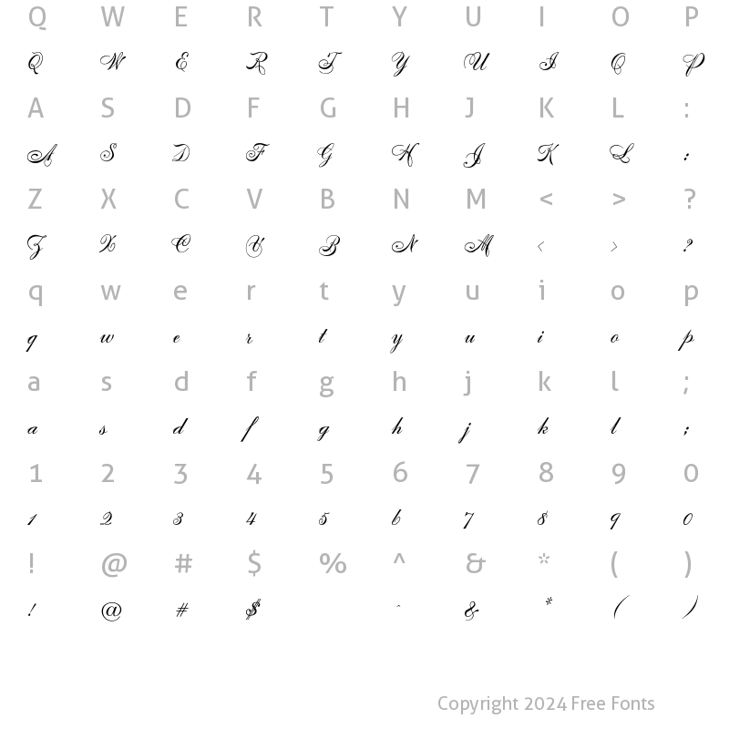 Character Map of UniversityScript Regular