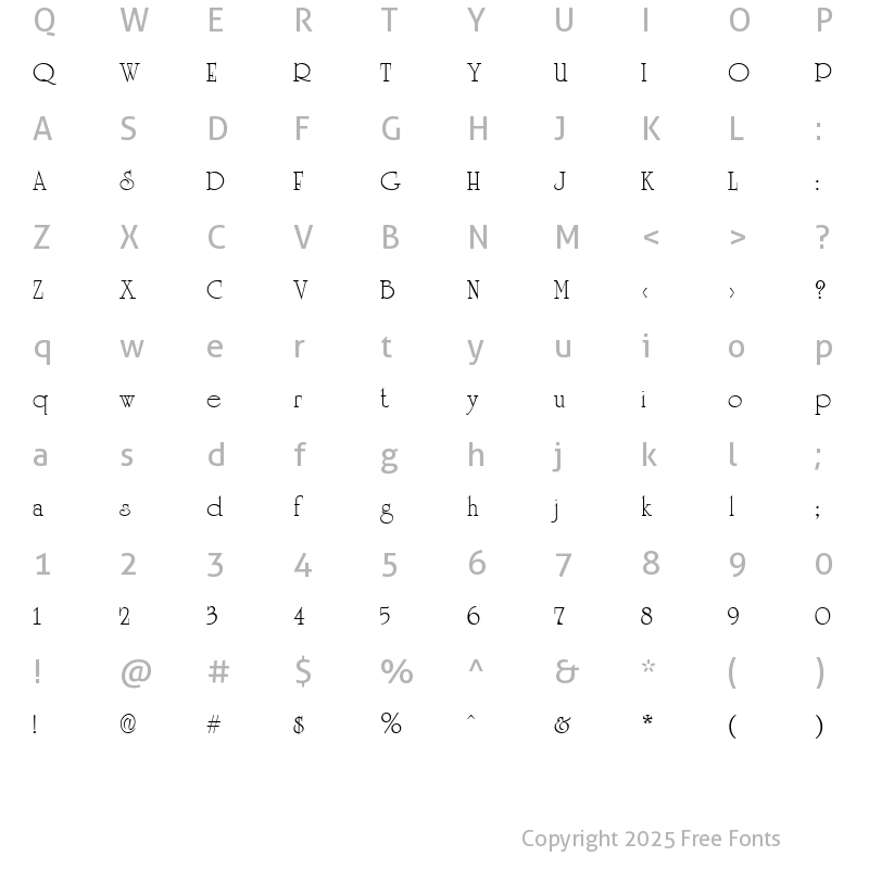 Character Map of UniversityVariation Regular