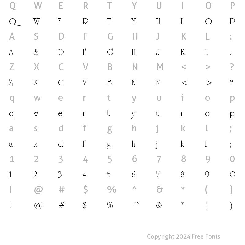 Character Map of UnivrstyRoman TL Regular