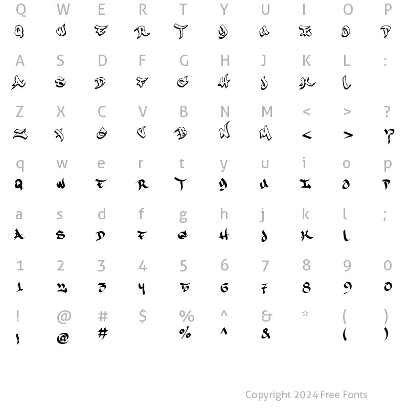 Character Map of UniWide Regular