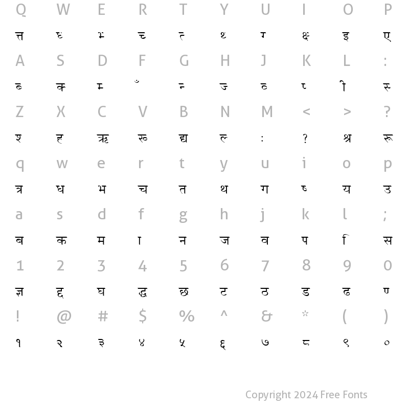 Character Map of Unnisha Regular