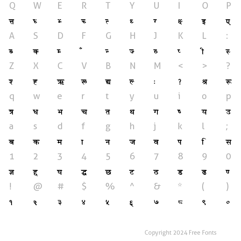 Character Map of Unnishabold Regular