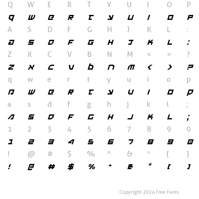 Character Map of Uno Estado Italic Italic