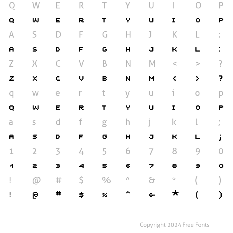 Character Map of Unscreen Regular