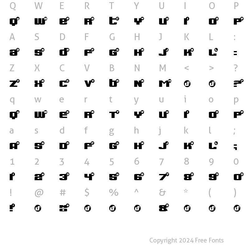 Character Map of UnTrue Regular