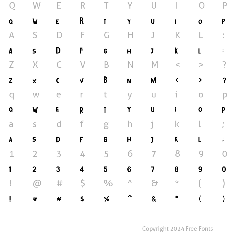 Character Map of Up and Down Regular