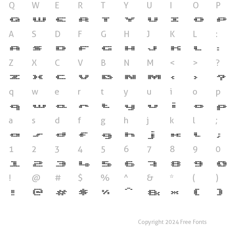 Character Map of UP Tiny lcd four 8 Regular