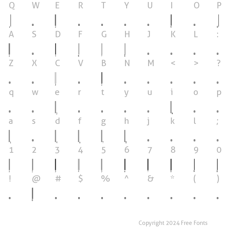 Character Map of UPC-E Regular