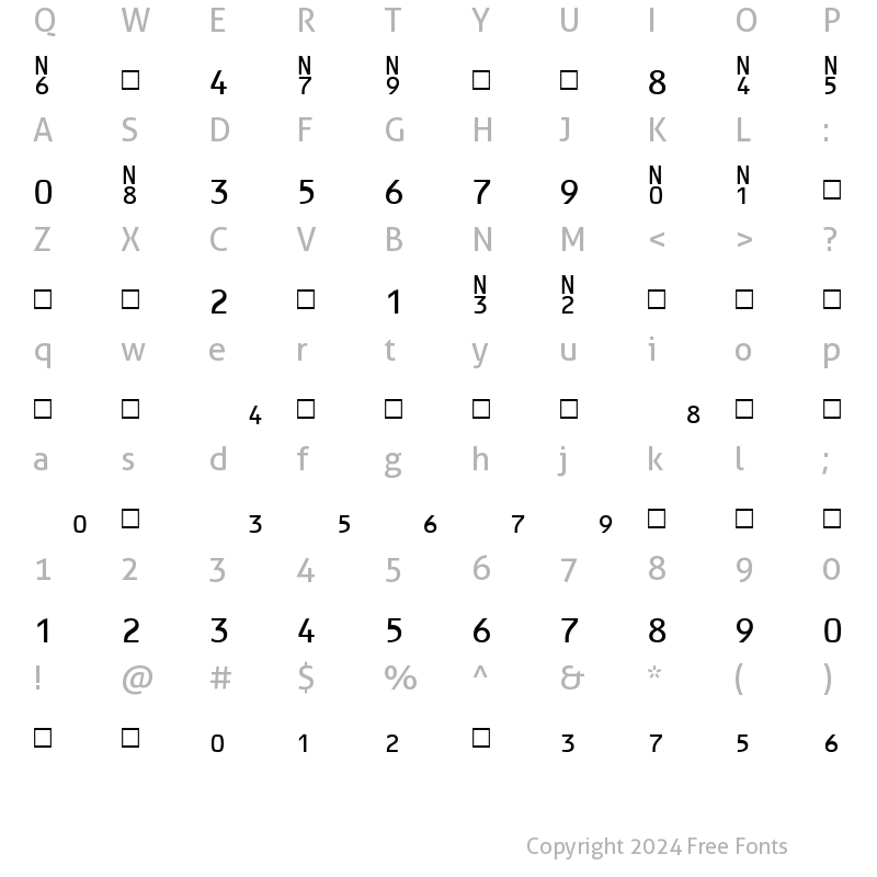 Character Map of UpcHrTt Normal