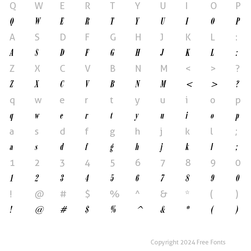 Character Map of Update 537 Italic