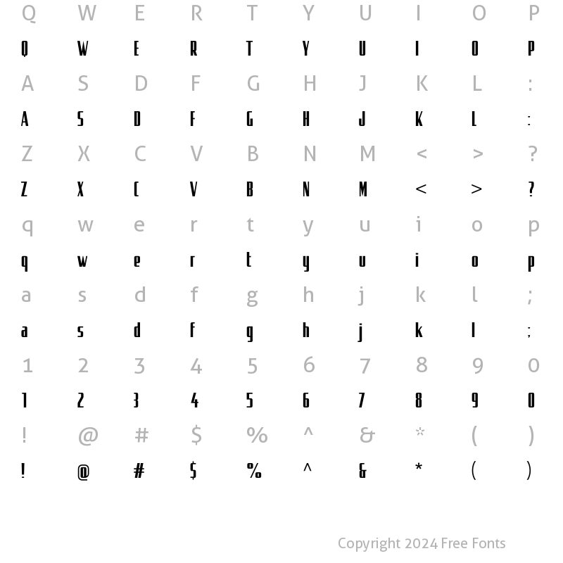 Character Map of Uphead Condensed