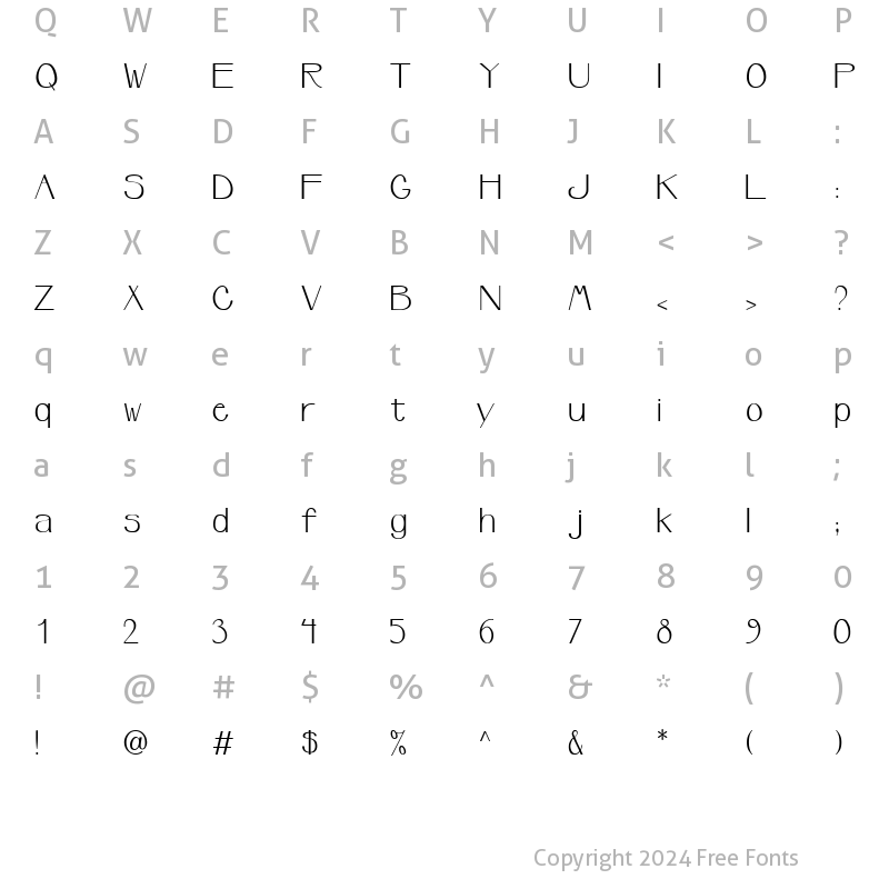 Character Map of Upperclass Normal