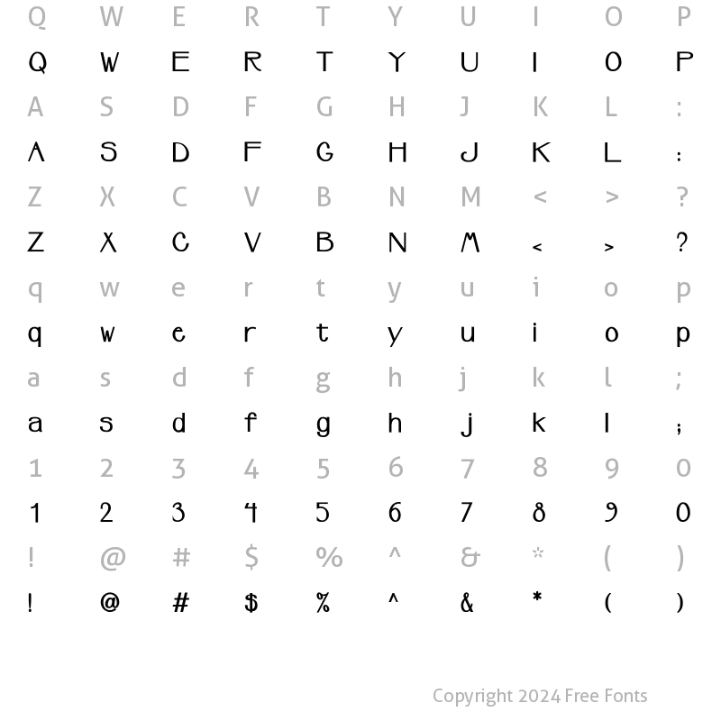 Character Map of Upperclass Regular