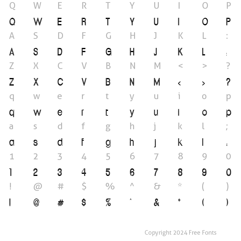 Character Map of Upperville Condensed Normal