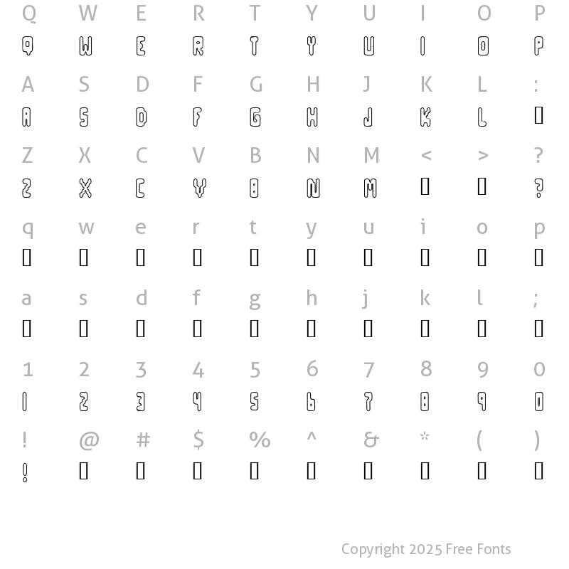 Character Map of Uppity 4 Regular