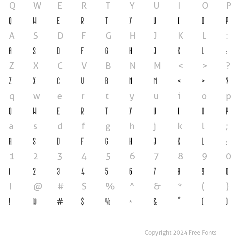 Character Map of Upside-Inline Regular